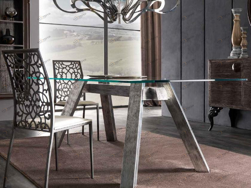 CorteZari Прямоугольный стеклянный стол Zoe gold 253-vr9