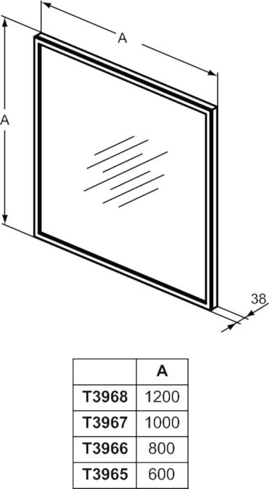 Квадратное зеркало со встроенным освещением для ванной комнаты Ideal Standard Раковина ARCH-00052973 - Вид №2