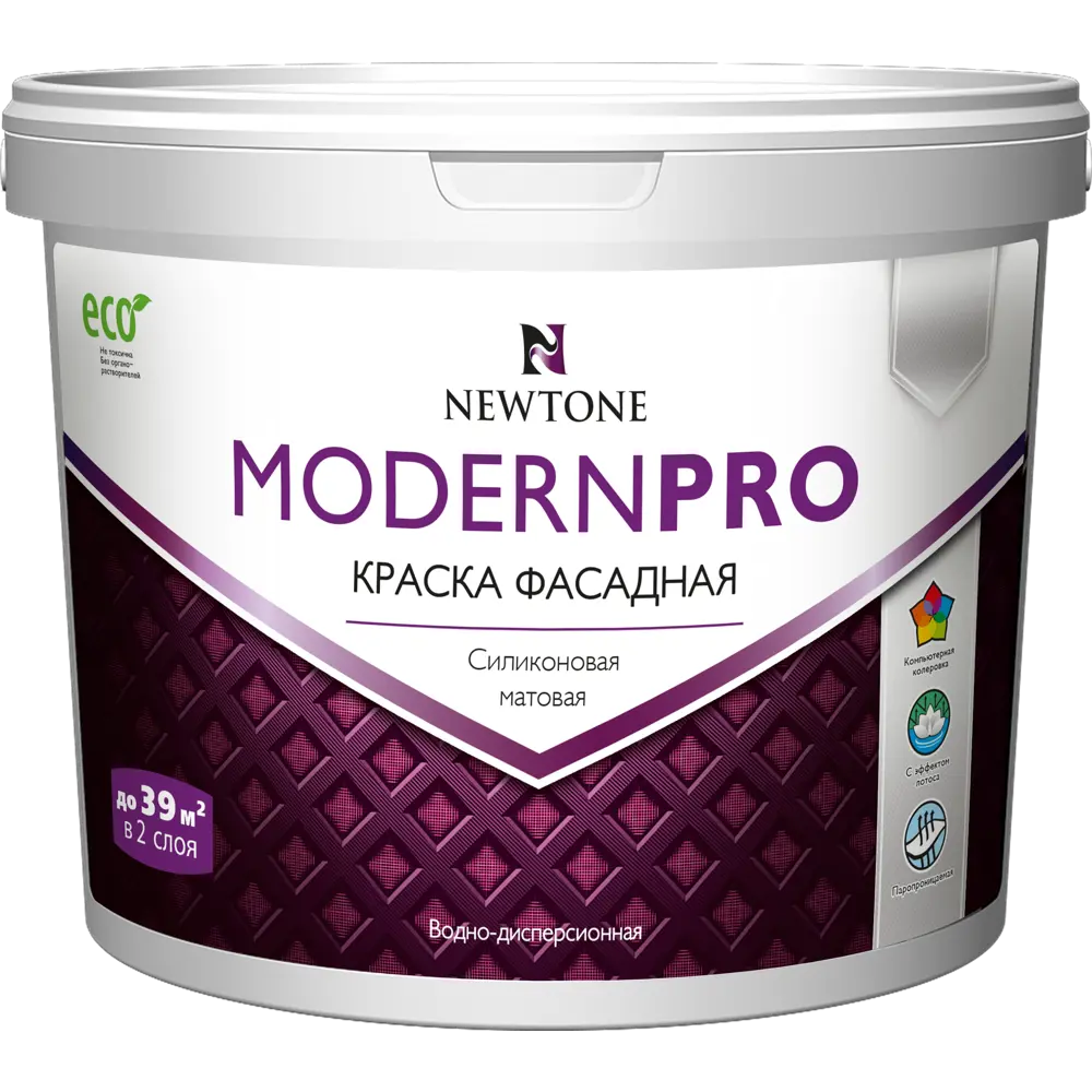Краска водно-дисперсионная интерьерная фасадная Newtone Modern Pro силиконовая база А 9 л 84439902 STLM-2017372  - Вид №1