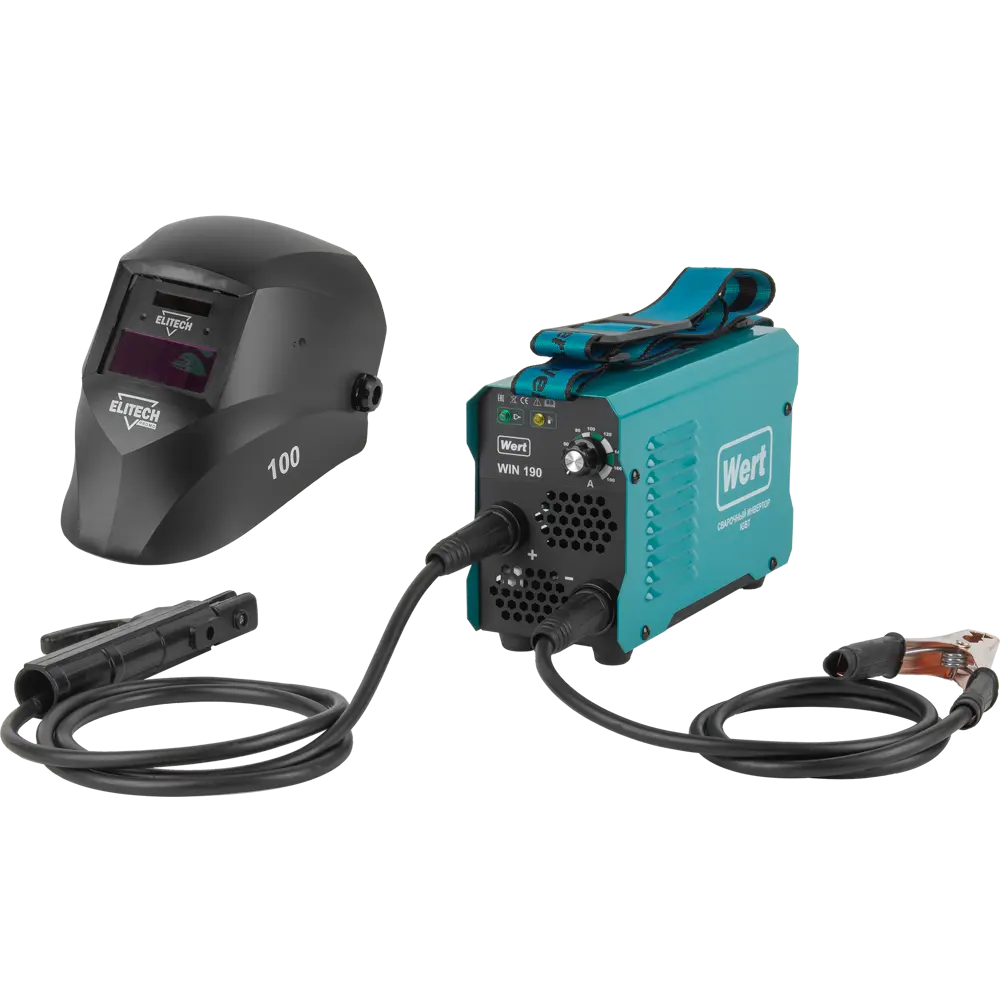 Сварочный аппарат инверторный Wert WIN 190 190 А до 4 мм с маской сварщика Elitech 100 STLM-2161364