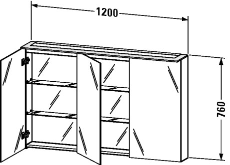 XL759601212 Зеркальный шкафчик X-Large #XL7596 1200 x 138/208 мм Дуб брашированный, натуральный шпон Duravit - Вид №1