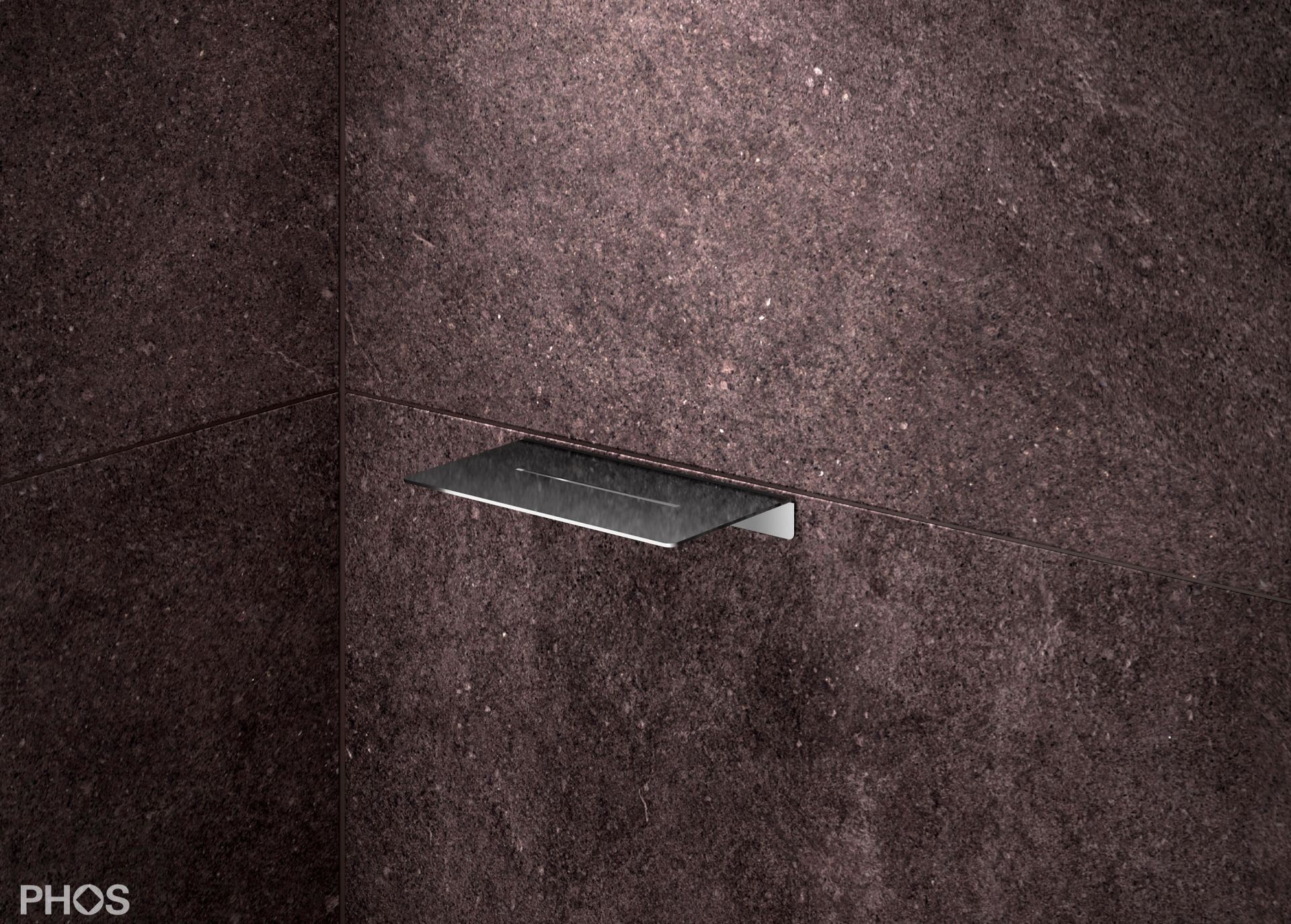 DA200PL Полка для душа с резьбой, длина 20 x глубина 12 см, полированная PHOS  - Вид №1