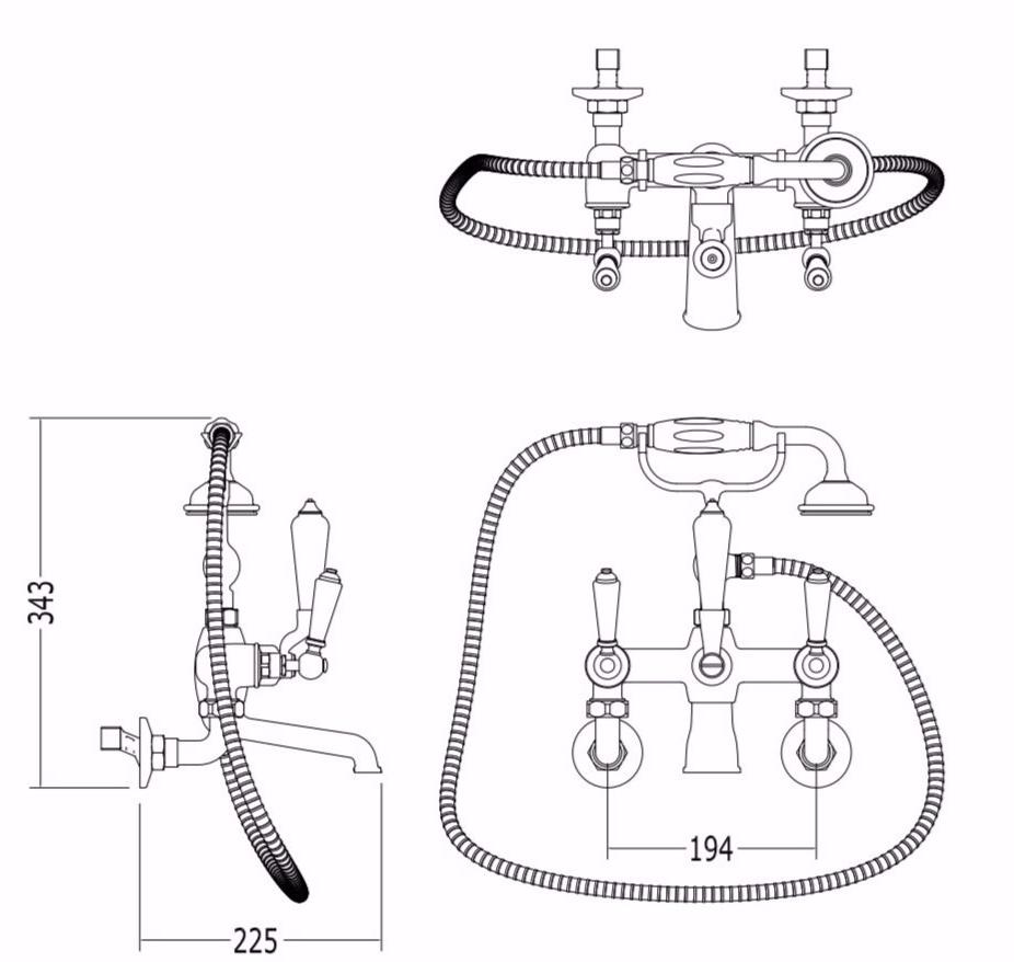 Devon&Devon Настенный смеситель для ванны с ручным душем Black dandy sun-id-1490711 - Вид №1