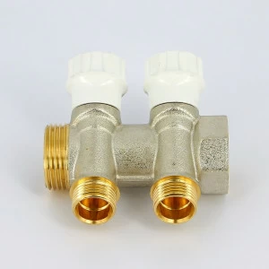 Коллектор НВ 1" с вентилями никелированный ITAP 2 выхода 1/2"Н 38мм