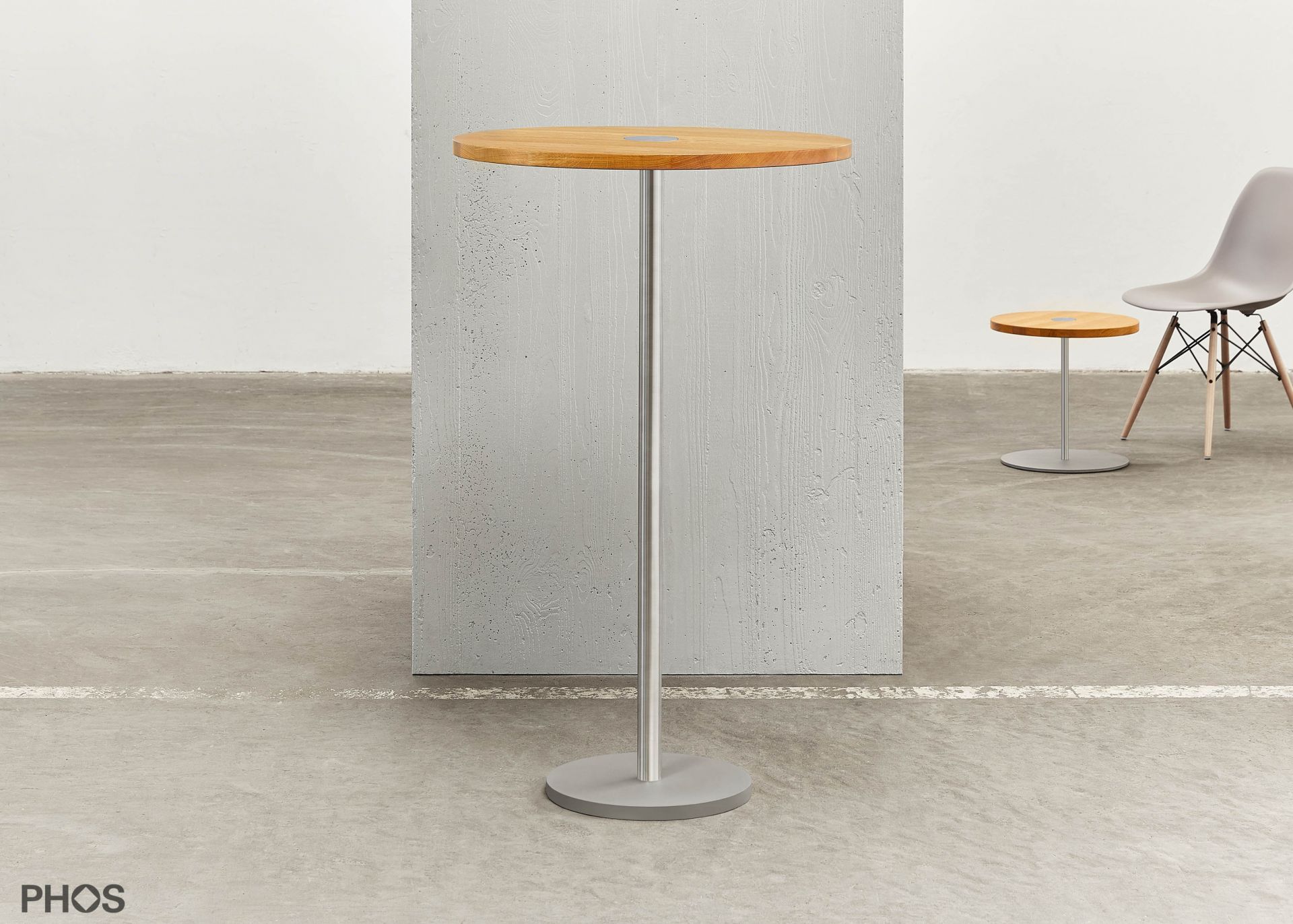 T1150-Eiche Барный стол с дубовой столешницей, ø70 см, высота 115 см PHOS  - Вид №1