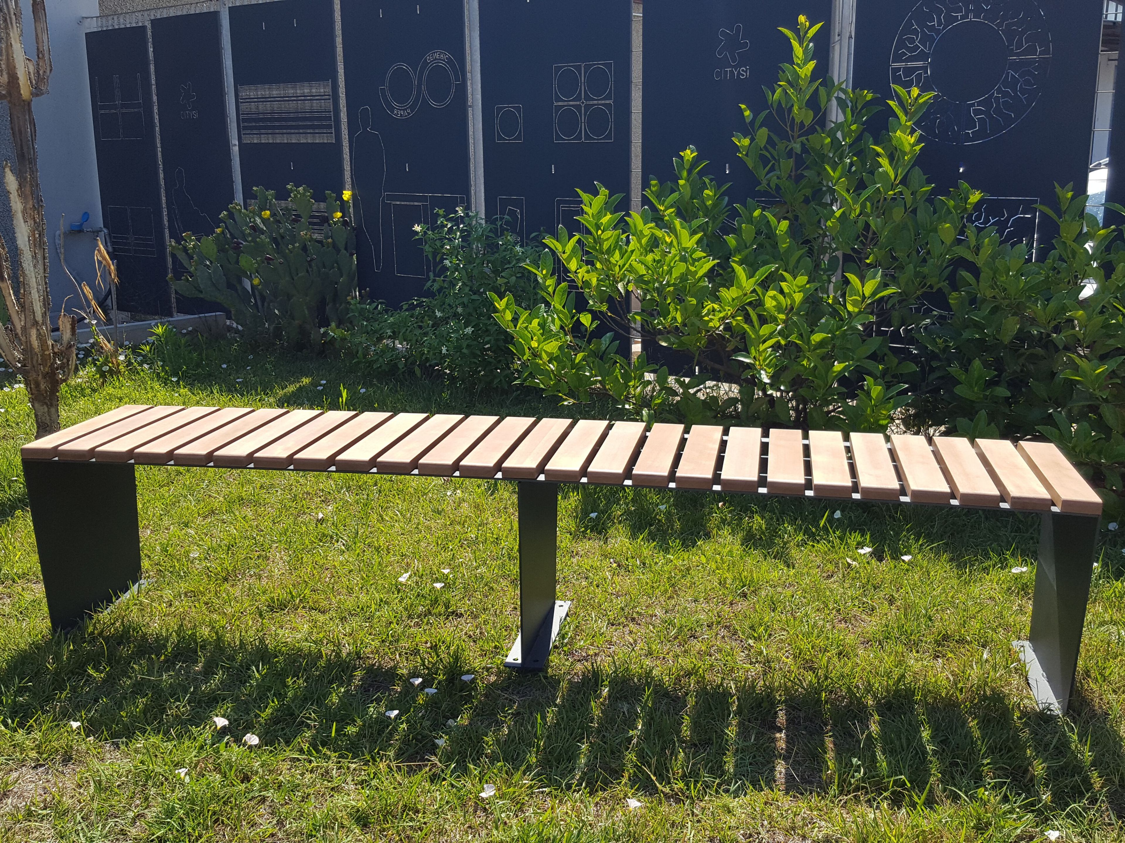 Стальная и деревянная скамья без спинки CITYSì MOZART ARCH-00018665