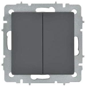 Переключатель встраиваемый перекрестный IEK Brite 2 клавиши цвет графитовый