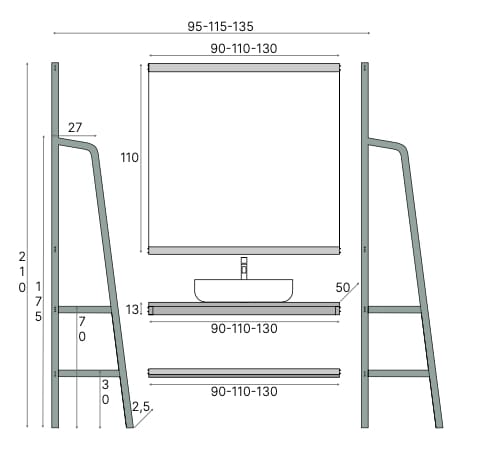 Напольная раковина из ясеня с зеркалом Gaia Mobili Contemporary ARCH-00003243 - Вид №5