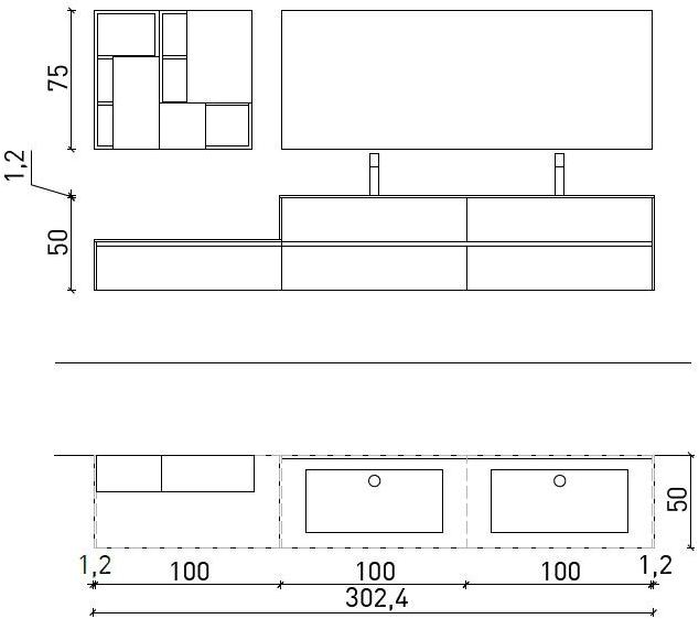Archeda Тумба под умывальник подвесная двойная Tulle sun-id-1367788 - Вид №6