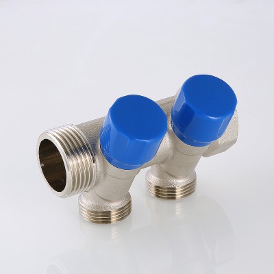 VTc.560.NE.060503 Коллектор с регулирующими вентилями и комплектом ручек Valtec 1", 3 x 3/4"  - Вид №7