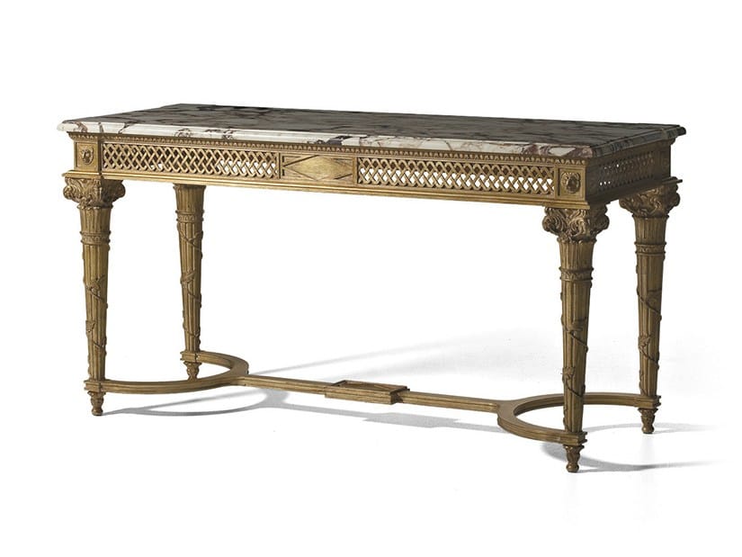 Деревянная консоль с мраморной столешницей OAK Галерея ARCH-00103267