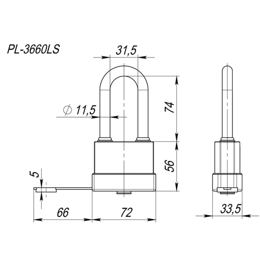 Замок навесной Fuaro PL-WEATHER-3660 LS 56x31.5 мм сталь STLM-2100463 - Вид №2