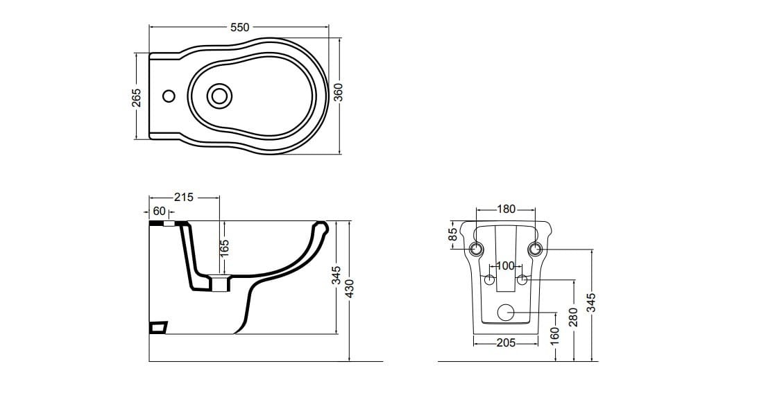 Керамическое подвесное биде Axa округ ARCH-00081150 - Вид №3