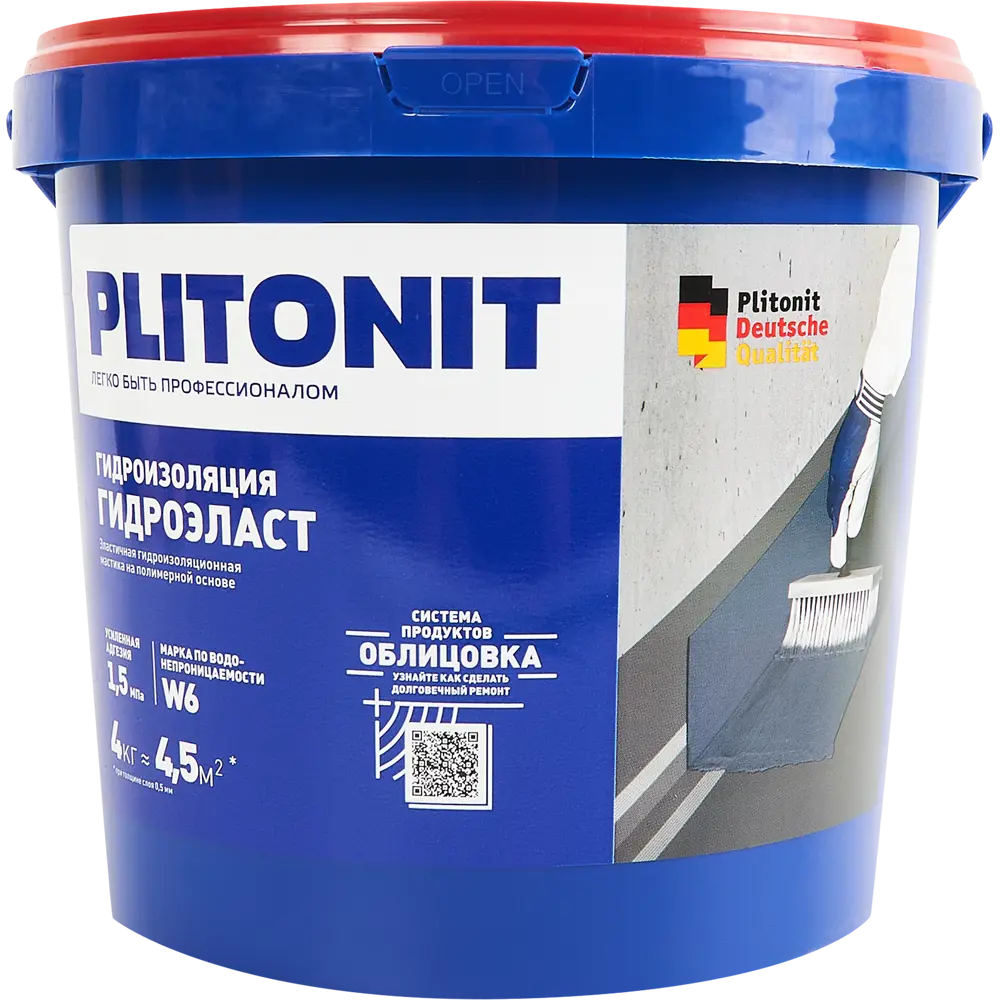 PLITONIT ГидроЭласт: бесшовная гидроизоляционная мастика 4 кг 83726948