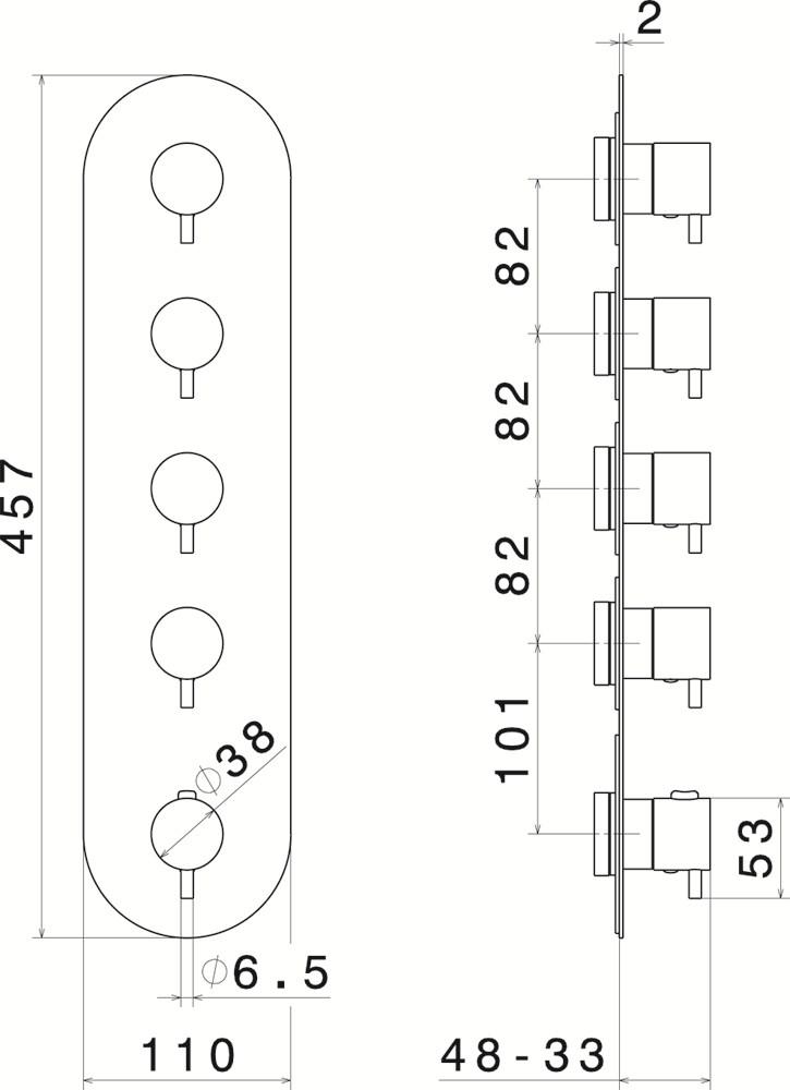 newform Термостатический смеситель для душа с тарелкой Termostatici multiutenza 4 uscite 67604e - Вид №1