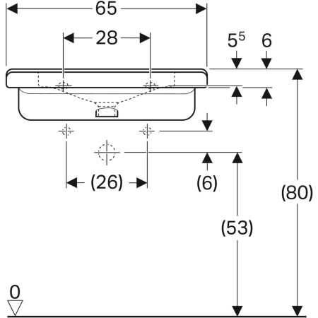 128575000 Раковина Geberit Renova Comfort Square, безбарьерная Geberit  - Вид №33