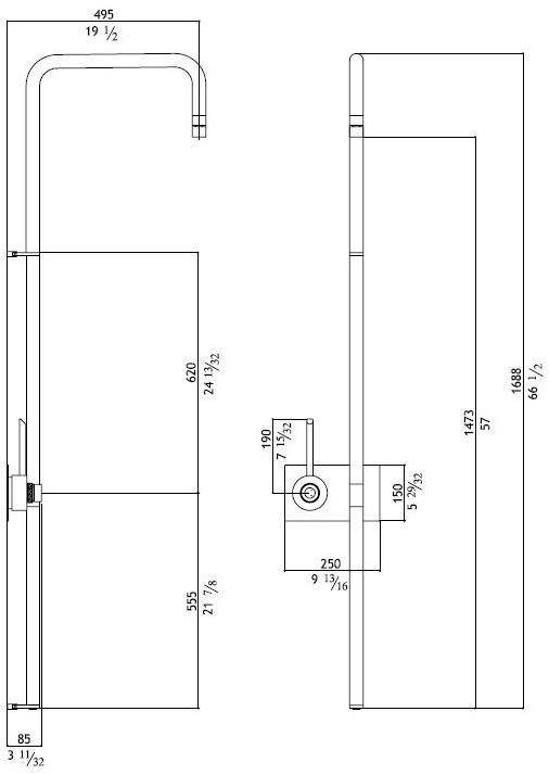 MGS Настенная термостатическая душевая стойка из нержавеющей стали Contemporary sun-id-1359841 - Вид №2