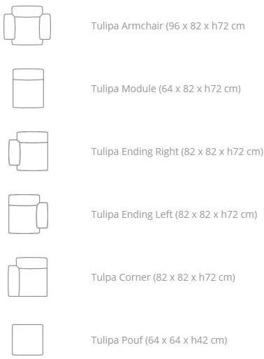 CREARTE COLLECTIONS 7-местный модульный диван из ткани Tulipa contemporain 97 - Вид №2