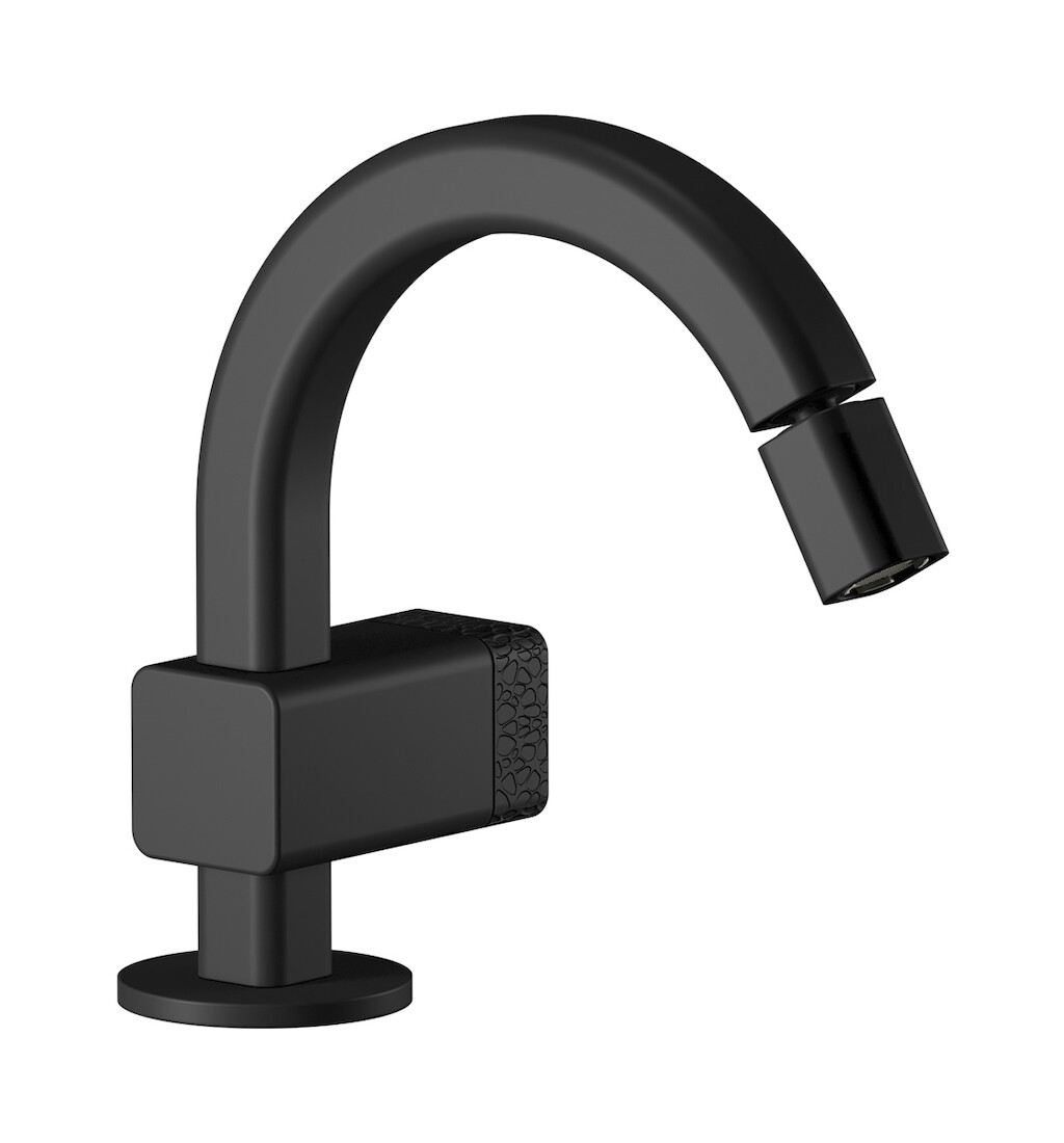 Прогрессивный смеситель для биде на 1 отверстие в комплекте с донным клапаном. WE ARE IB eo220np_2 Matt Black Elio