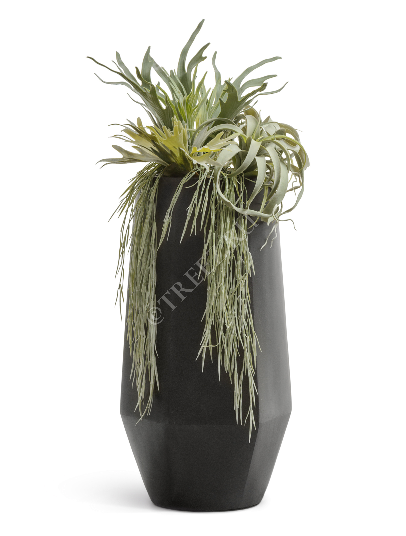 41.3321-08-048-BLCK-097 Кашпо  Effectory - серия Crystal - Высокий многогранник - Антрацит Цветочная коллекция  - Вид №9