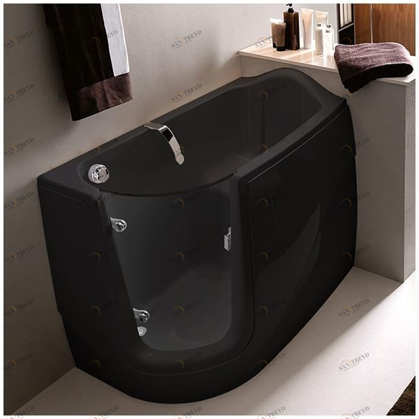 Ванна GRUPPO TREESSE GEN-X V3311-DX-C угловая сидячая с дверью правосторонняя черная VTLV3311DXC