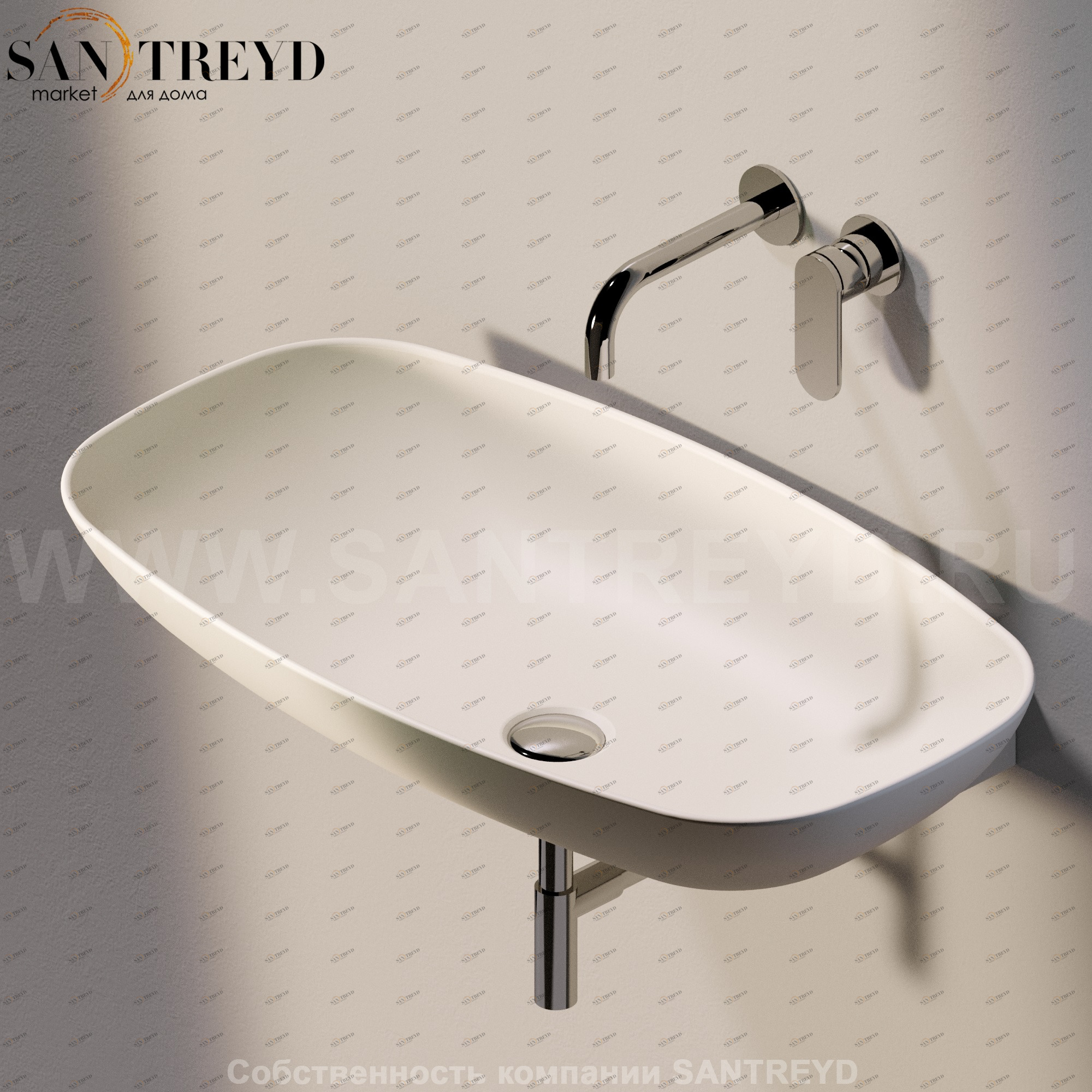 ND75L.9003 Подвесная раковина настенная прямоугольная Ceramica Flaminia Nuda бежевая