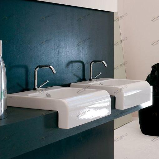 LFL005 Полувстраиваемая раковина консольная 50 см белая ArtCeram LA FONTANA 