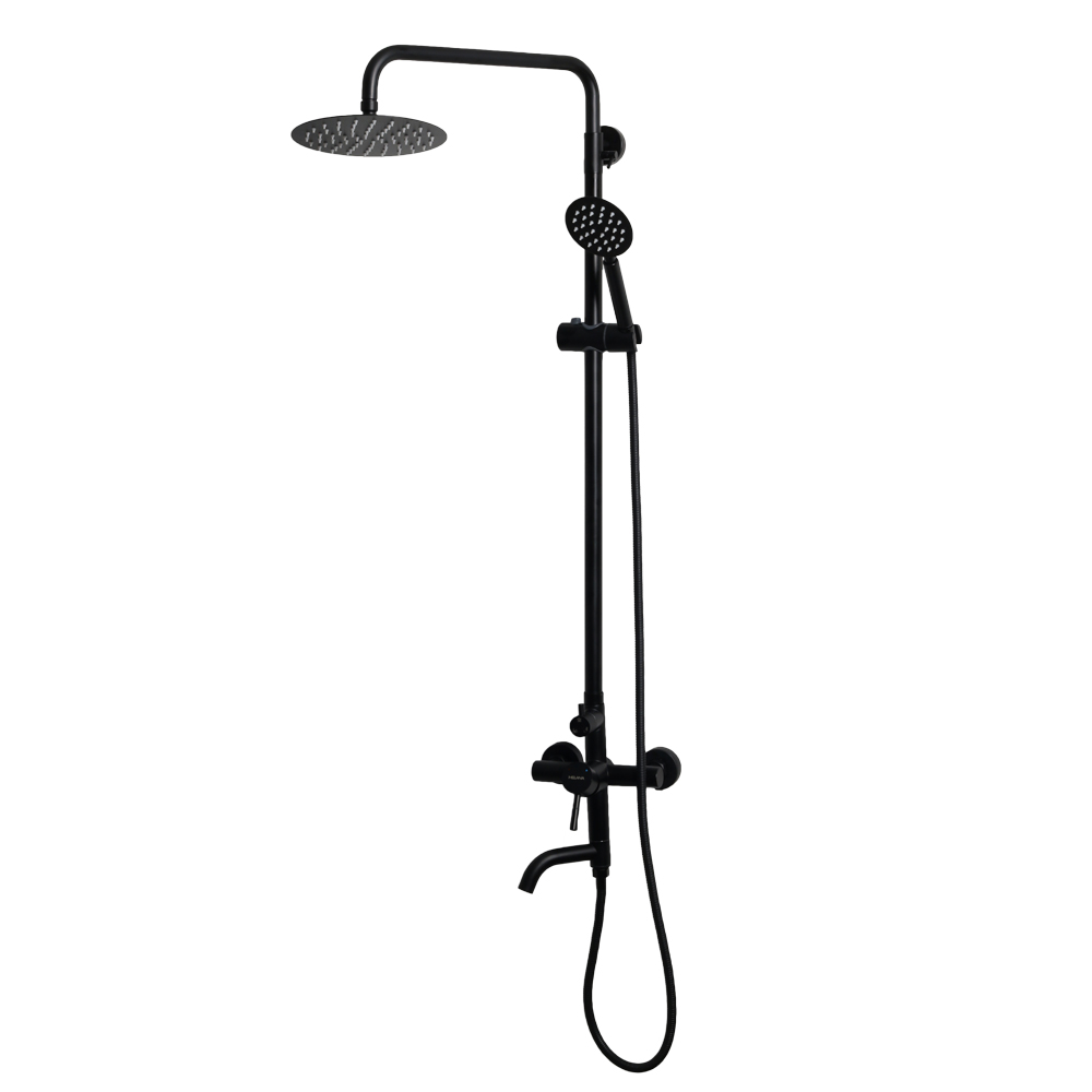 Душевая система MELANA-610107B Tondo нерж.сталь, черный, с тропическим душем, лейкой и смесителем - Вид №1