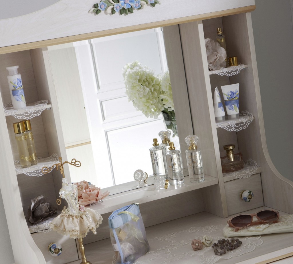 Зеркало деревянное с полками для комода беленый дуб Flora CILEK FLORA 00-3832529 Бежевый Santreyd - Вид №1