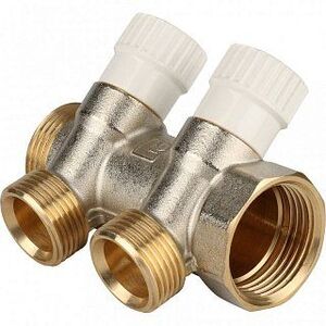 Коллектор 1" STOUT с вентилями на 2 выхода 3/4"ЕК