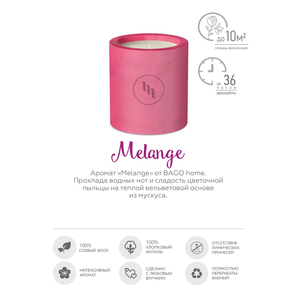 Свеча ароматизированная в гипсе Melange розовая 7 см 86731818 STLM-2122073 Bago home  - Вид №2