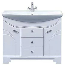 Тумба Сицилия-105 прямая с 3 ящ. белая эмаль с раков.мебельн. Дрея Лагуна 105 см