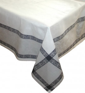 10601030 Яковлевский жаккард Скатерть квадратная Яковлевский Жаккард Ренессанс 150х150см белая с черной каймой, полулен Ткань