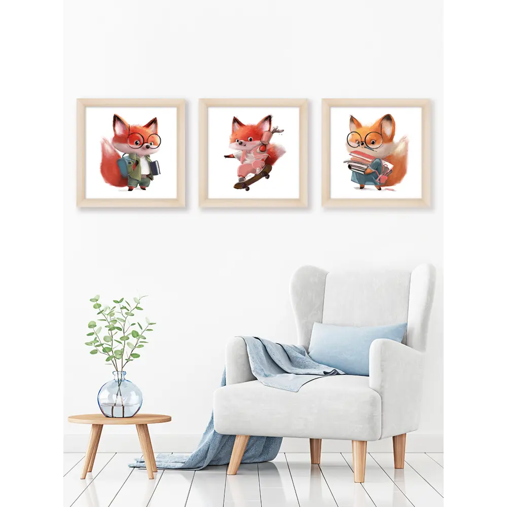 Модульная картина Лисята 40x40 см 3 шт. 86327433 STLM-2188943 POSTERMARKET  - Вид №4