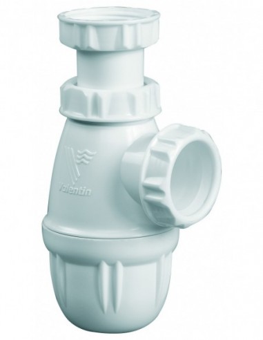 610300 001 00  Сифон регулируемый 50/106 мм, вход 1 "1/4, выход Д. 32 мм, NF, белый пластик Valentin Белый  - Вид №1