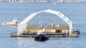 Плавающие понтоны для временной дороги