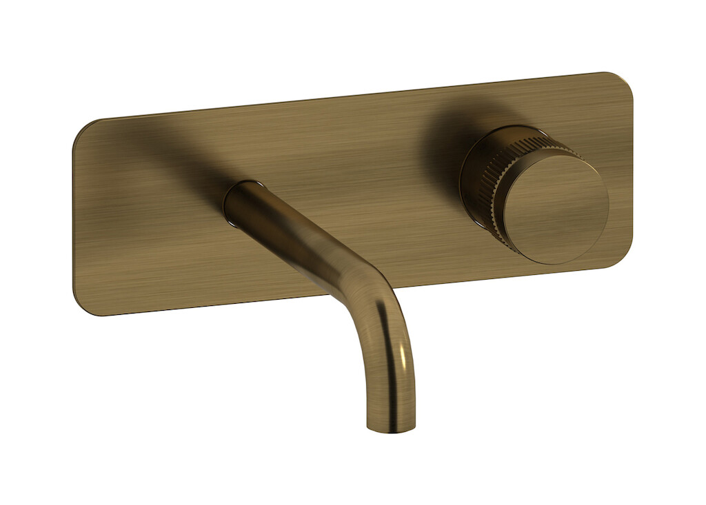 Настенный смеситель для раковины прогрессивный на 2 отверстия в комплекте с донным клапаном. WE ARE IB rx206mb Modern Bronze Reflex