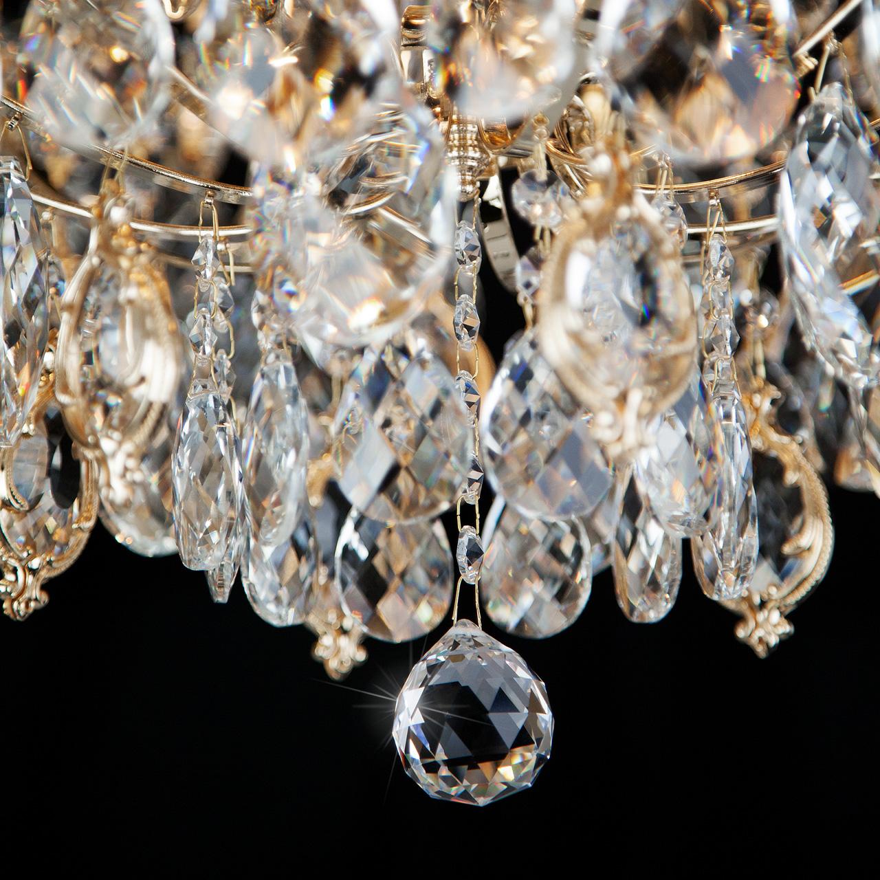 Потолочная люстра Eurosvet Crystal 10081/12 золото/прозрачный хрусталь Strotskis EUROSVET ДИЗАЙНЕРСКИЕ, CRYSTAL GOLD 181817 Золотой  - Вид №1