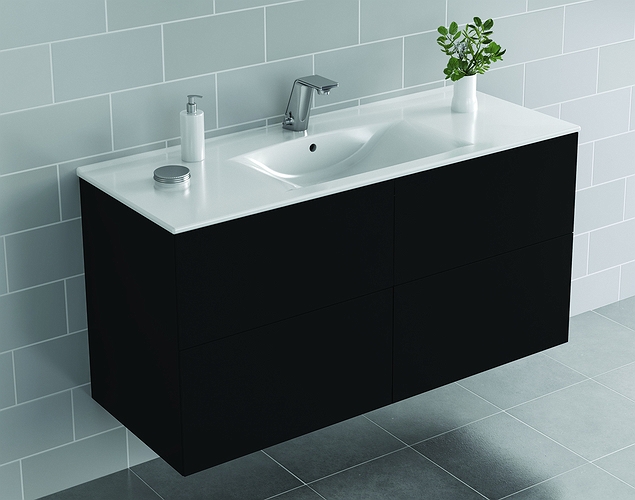 9751672111 IDO Elegant напольный шкаф для мебельной раковины с четырьмя ящиками, W = 1200 мм, черный матовый - Вид №2