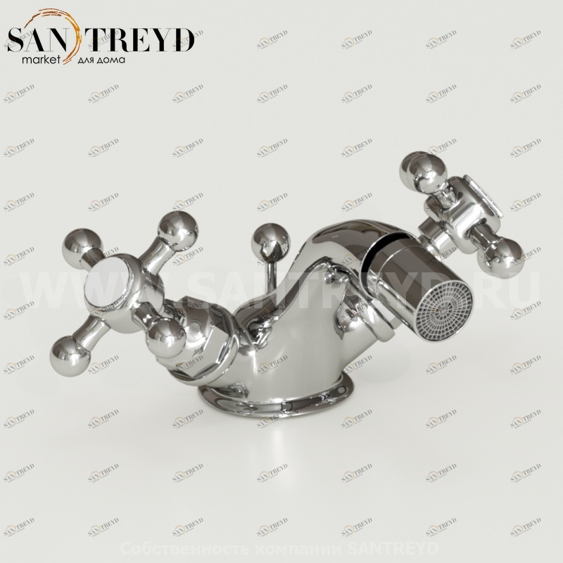 739090 Смеситель на биде на 1 отверстие, цвет Хромированный Kerasan RETRO Италия 