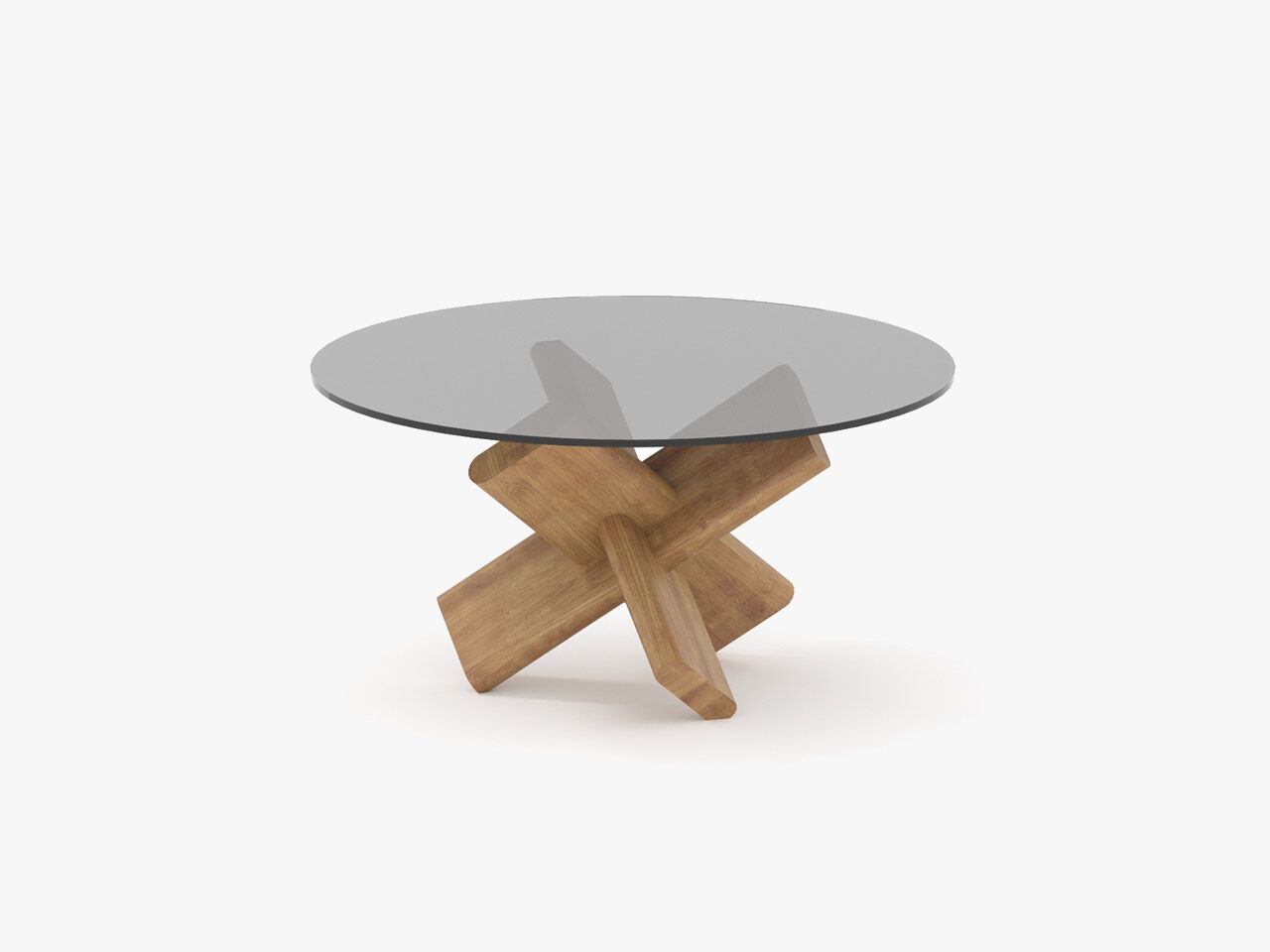 Круглый журнальный столик из массива дерева и стекла Air Division ARCH-00143493 - Вид №1