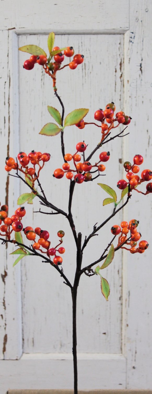 1582 334 a3 Стебель искусственной ягоды, 70 см, оранжевый H-andreas  - Вид №3