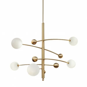 Светильник подвесной на 5 ламп 90х90 см латунь Globe Mobile 10215P/5 DELIGHT COLLECTION ДИЗАЙНЕРСКИЕ 00-3883135 Золото;прозрачный