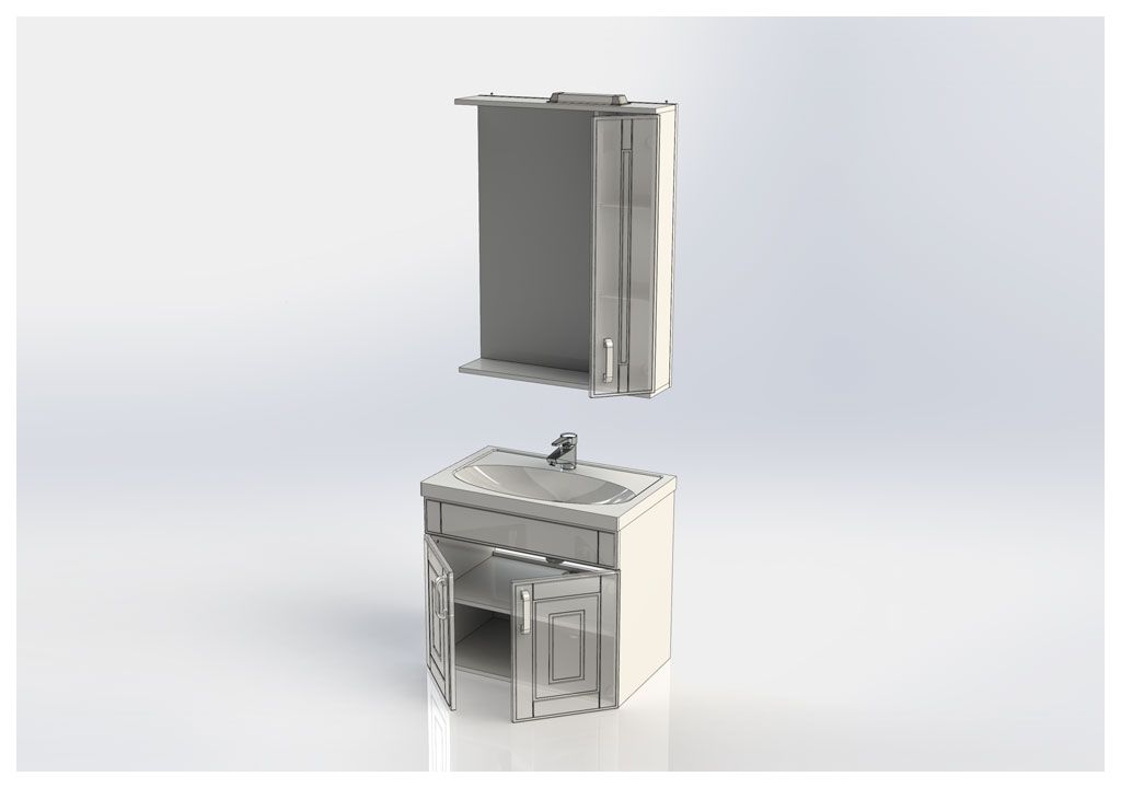 Мебель для ванной Aquanet Рондо 70 белый (2 дверцы) 00195708 - Вид №4