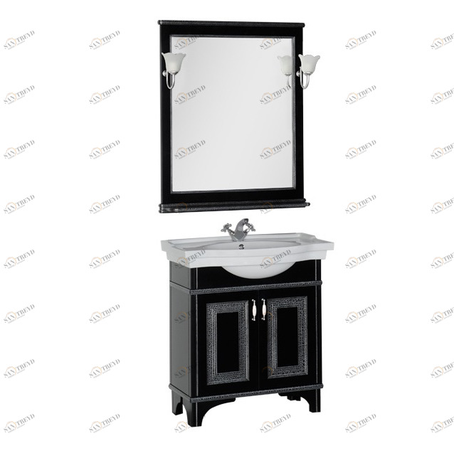 Комплект мебели Aquanet Валенса 80 черный краколет/серебро 00180459