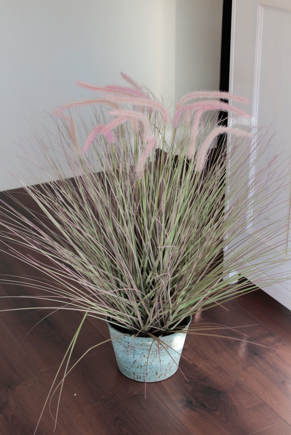 4842 819 a3 Искусственный пучок травы в металлическом горшке, 100 см, матовый зеленый H-andreas  - Вид №2