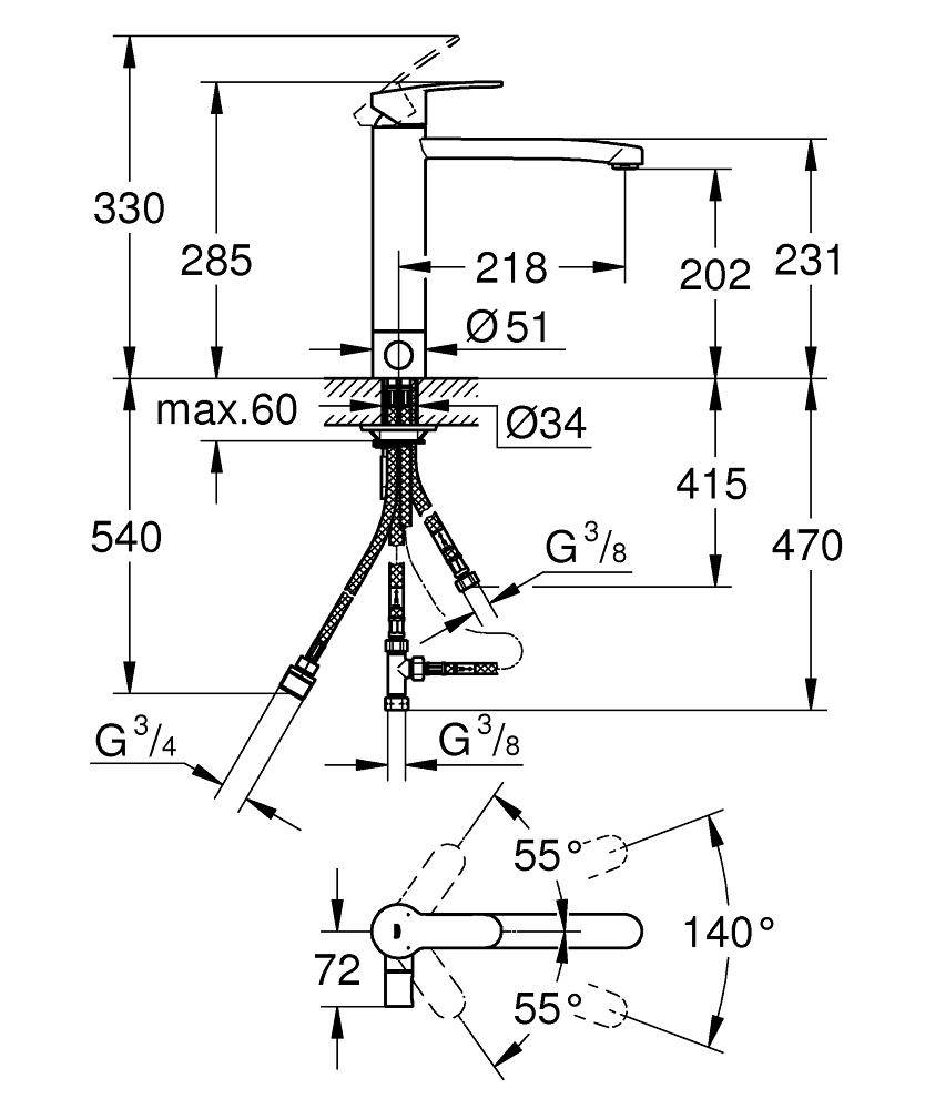 31153002 Смеситель для кухни Grohe Eurostyle Cosmopolitan хром - Вид №1