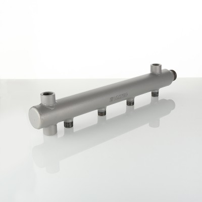 VTc.510.BS.060409 Коллектор из стали с межосевым расстоянием выходов 100 мм Valtec 1", 9 x 1/2"  - Вид №7