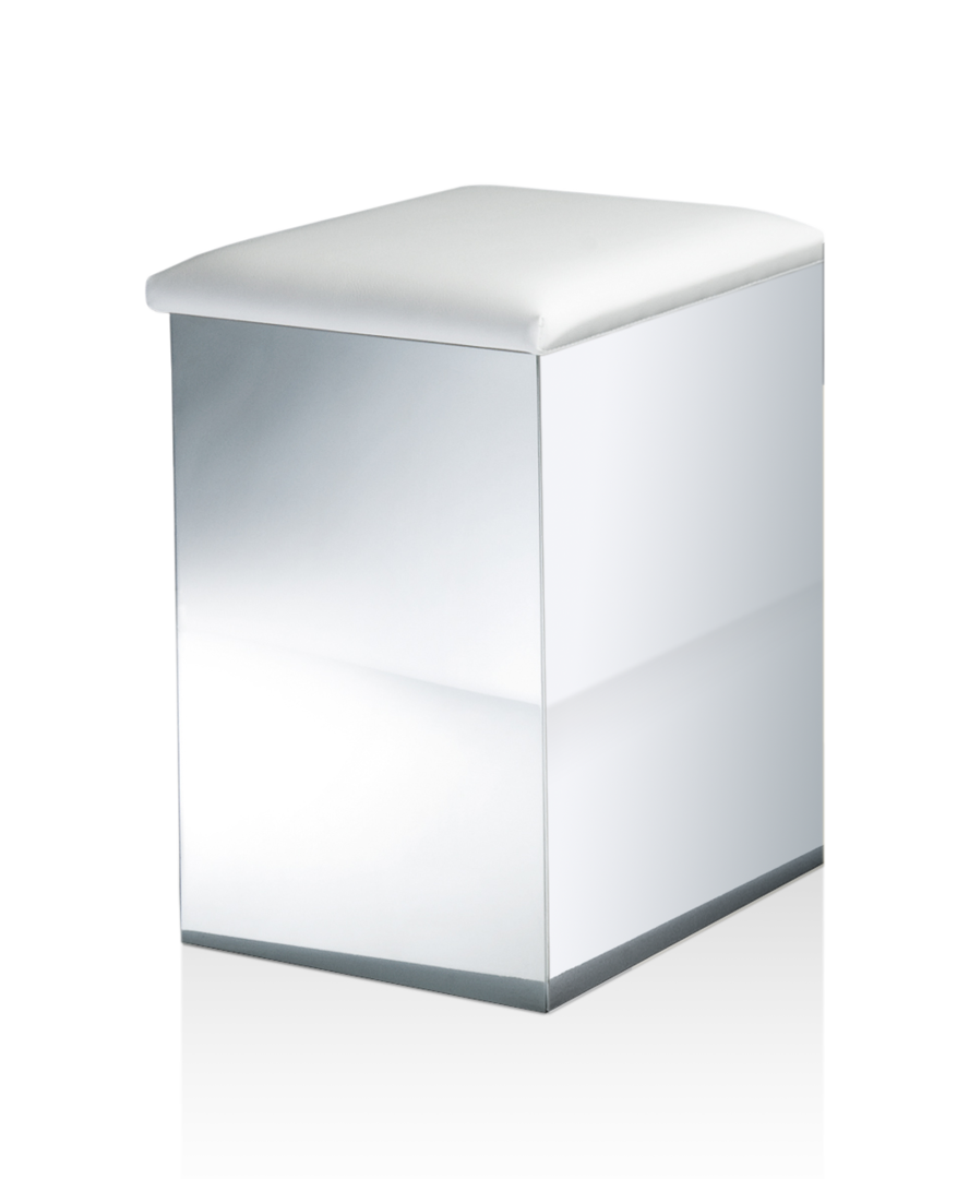 Корзина для белья CASE HK 1 DECOR WALTHER Сталь полированная / Искусственная кожа белая 506450 