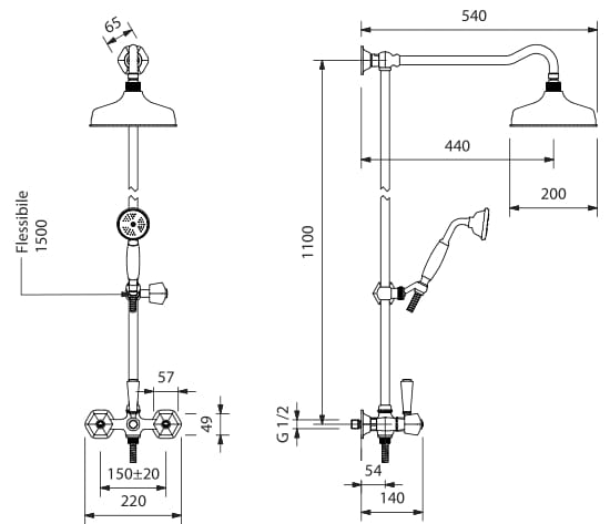 Настенная душевая колонна с ручным душем Park Avenue Белый ARCH-00034801 - Вид №2
